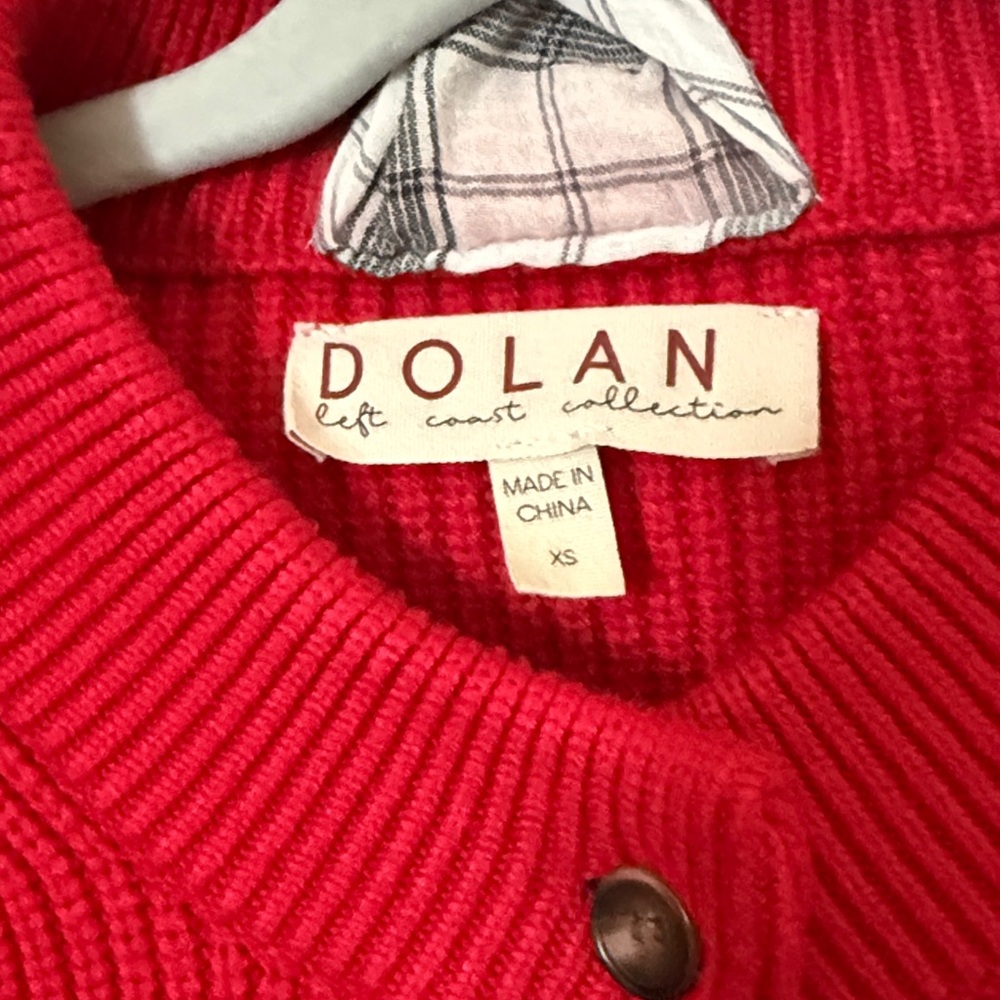 dolan Bright Red Ribbed Button Cardigan - Picture 4 of 4